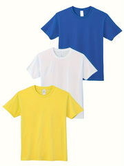 3pcs Women's Solid Round Neck Sports T-shirt