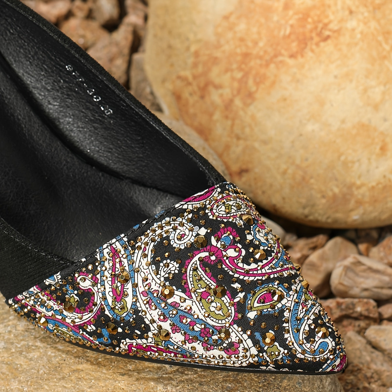 Women's Paisley Print Studded High Heels Dress Pumps