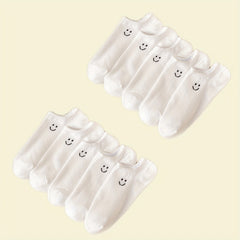 10 Pairs Smiling Print Ankle Socks Women's Stockings