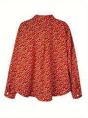 Boho Blouse Plus Size Women's Ditsy Floral Print Long Sleeve Shirt