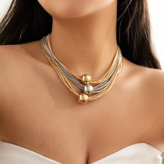 Exaggerated Layer Chain Necklace Stackable Punk Style Neck Jewelry