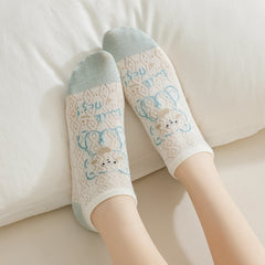 4 Pairs Cartoon Mesh Socks Cute Prints Women's Stockings