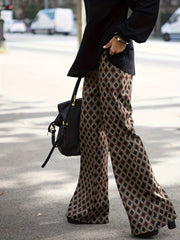 Women's Plus Argyle Print High Rise Wide Leg Trousers