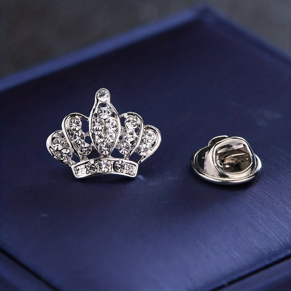 Fashionable Diamond Horse Needle Crown Brooch for Men's Suits Shirts