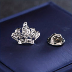 Fashionable Diamond Horse Needle Crown Brooch for Men's Suits Shirts