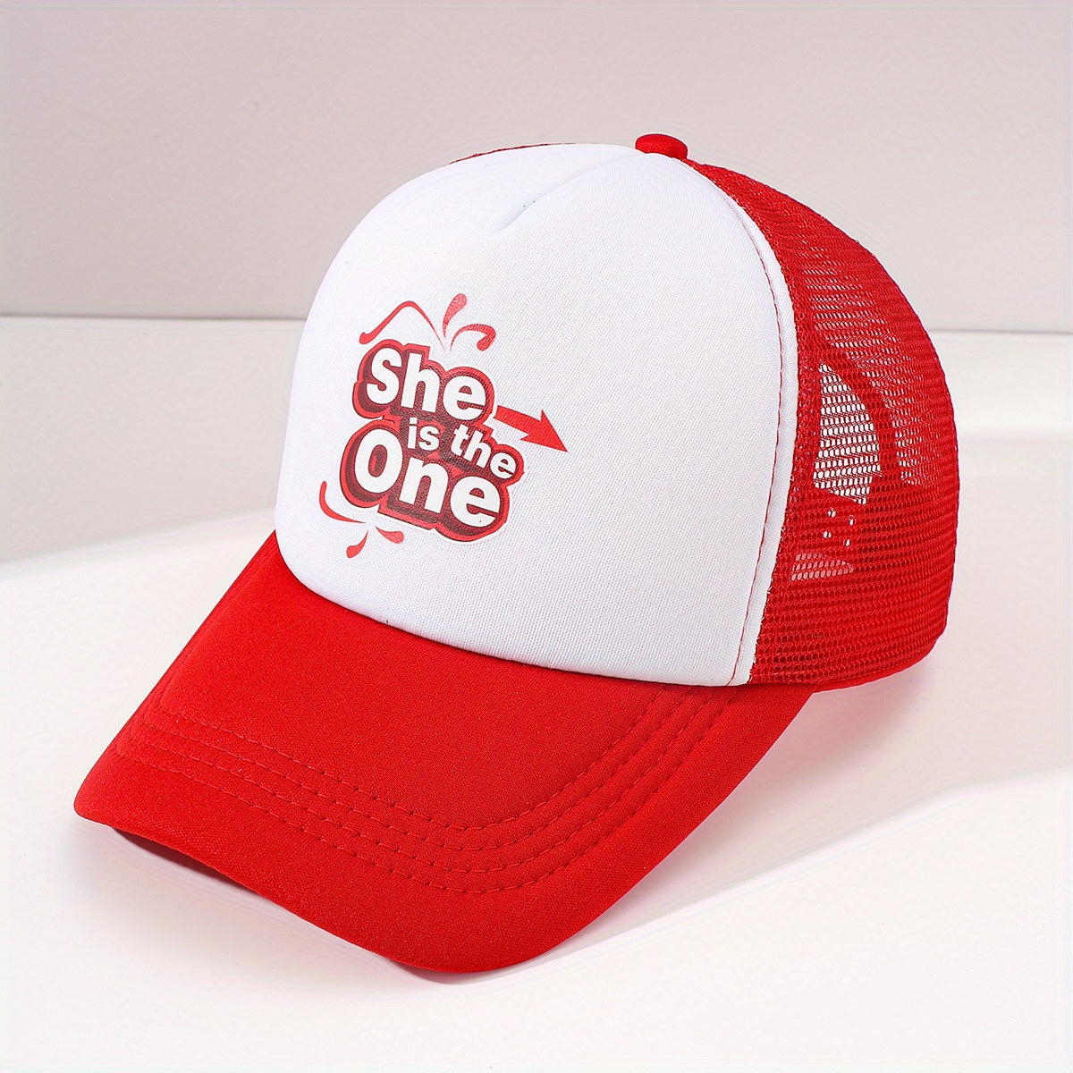 She Is The One Graphic Mesh Baseball Cap