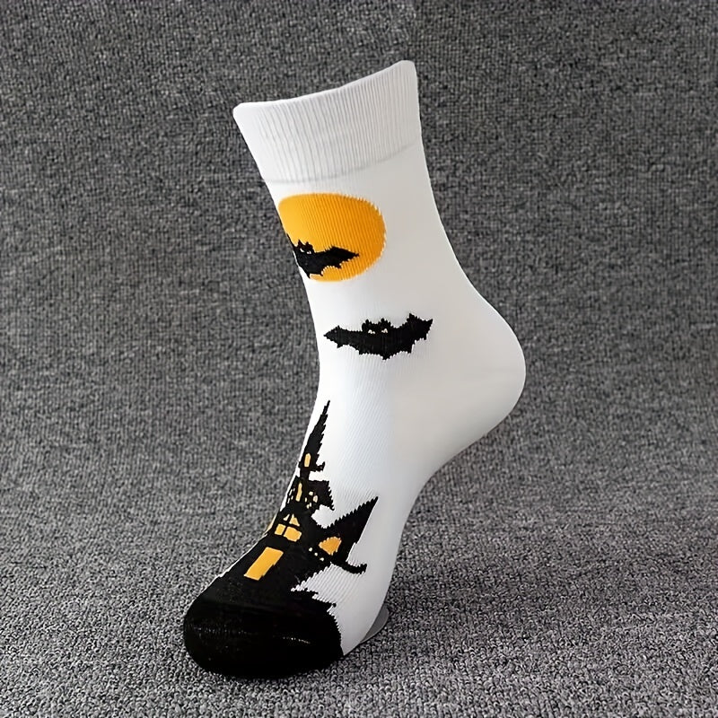 Halloween Pumpkin & Cat Print Socks Women's Stockings