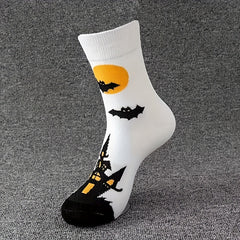 Halloween Pumpkin & Cat Print Socks Women's Stockings