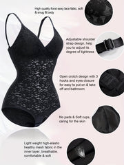 Lace Stitching Shaping Bodysuit Deep V Backless Body Shaper