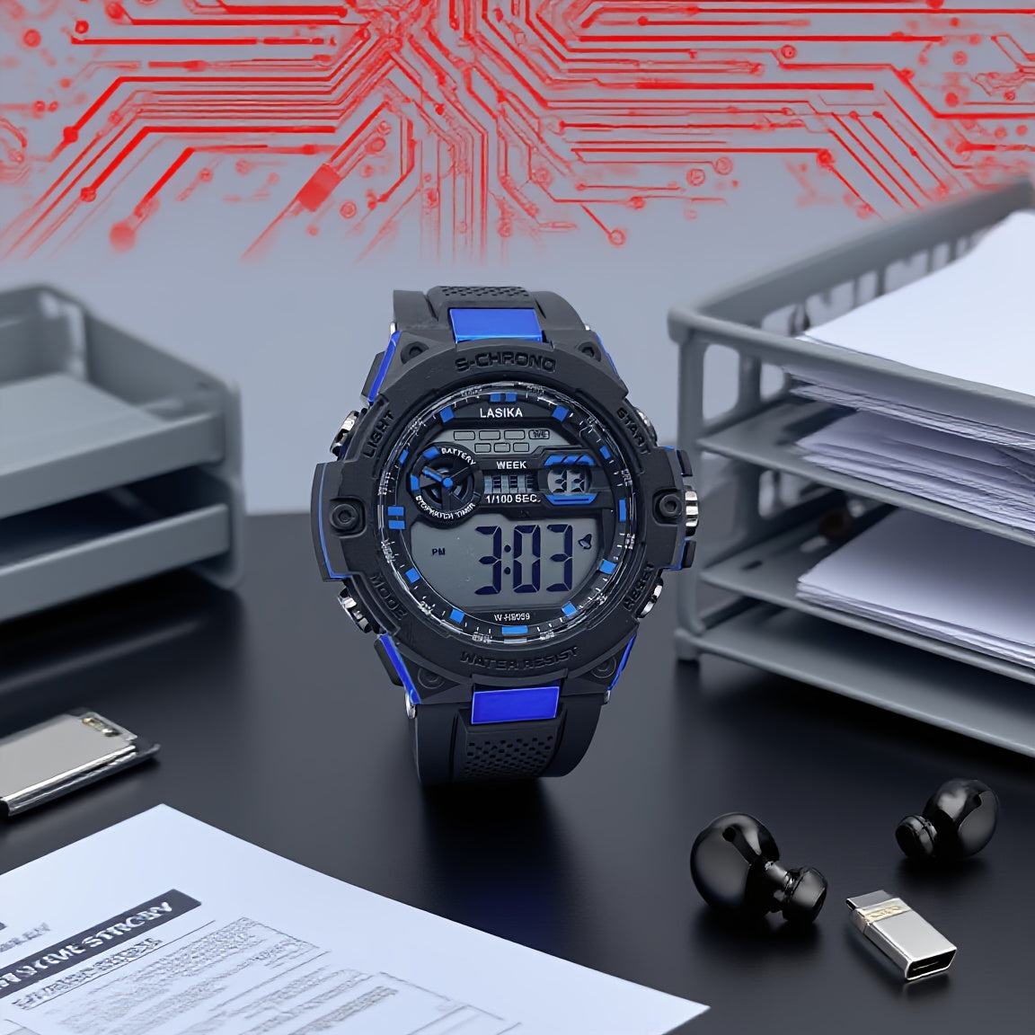 Boys' Digital Watch 8-18 Years w/ Alarm Stopwatch Timer