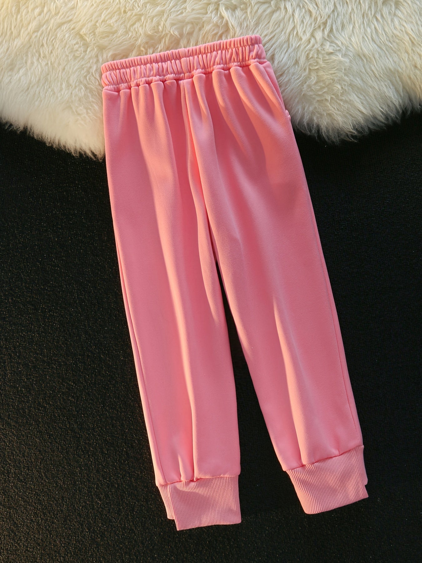Girls Fleece Warm Sweatpants Elastic Waist Bear Print
