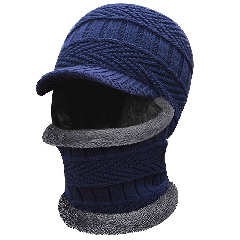 Men's Winter Cycling Windproof Woolen Hat Velvet Warm Pullover Hat