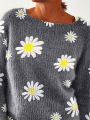  Floral Embroidery Casual Sweater