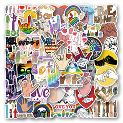 50pcs ASL Waterproof Vinyl Stickers for Water Bottle Laptop Luggage