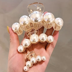 4pcs Faux Pearl Hair Claw Small Large Nonslip Shark Claw For Ponytail Holder