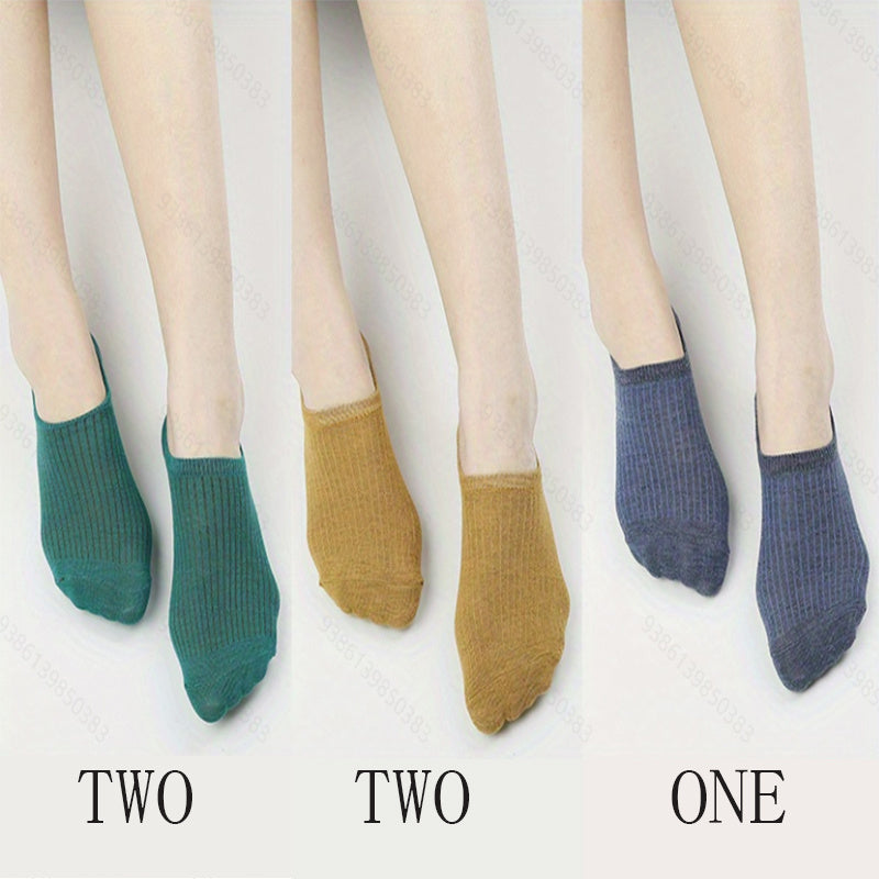 5 Pairs Solid Ankle Socks Women's Stockings