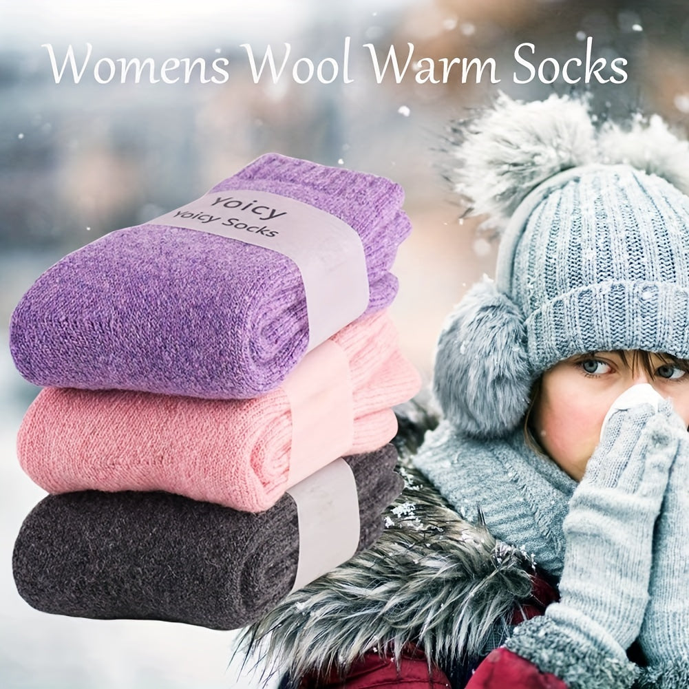 3 Pairs Fuzzy Socks Comfy Warm Mid Tube Stockings Hosiery