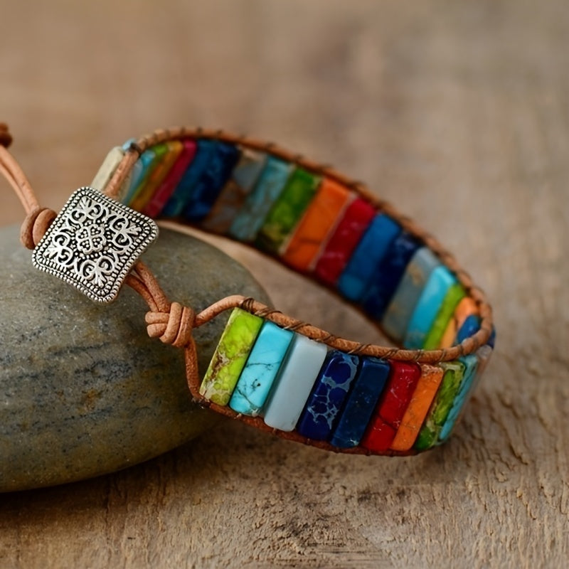 Colorful Stone Braided Bracelet Adjustable Rope Hand Bracelet Energy Healing