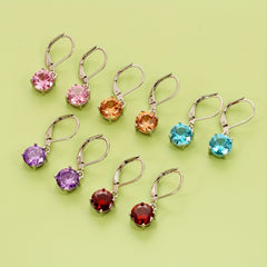 Zircon Drop Earrings - Bright & Vibrant Dangle Aretes, Leverback Hoop for Girls