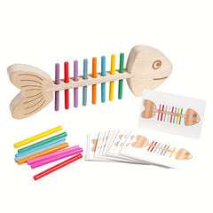 Wooden Fish Bone Sorting Toy Educational Game