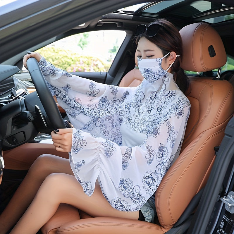 Printed Sunscreen Mask Scarf for Women