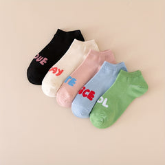 10 Pairs Letter Print Ankle Socks Women's Stockings