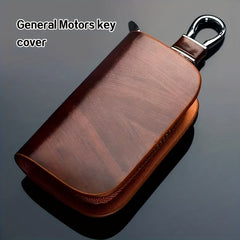 Leather Remote Car Key Case and Keychain Holder with Zipper Bag