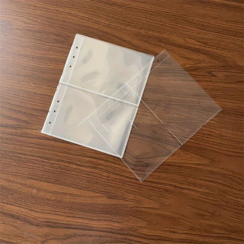 10pcs Transparent Loose Leaf Replacement Bag A5 Card Book 4 Compartments