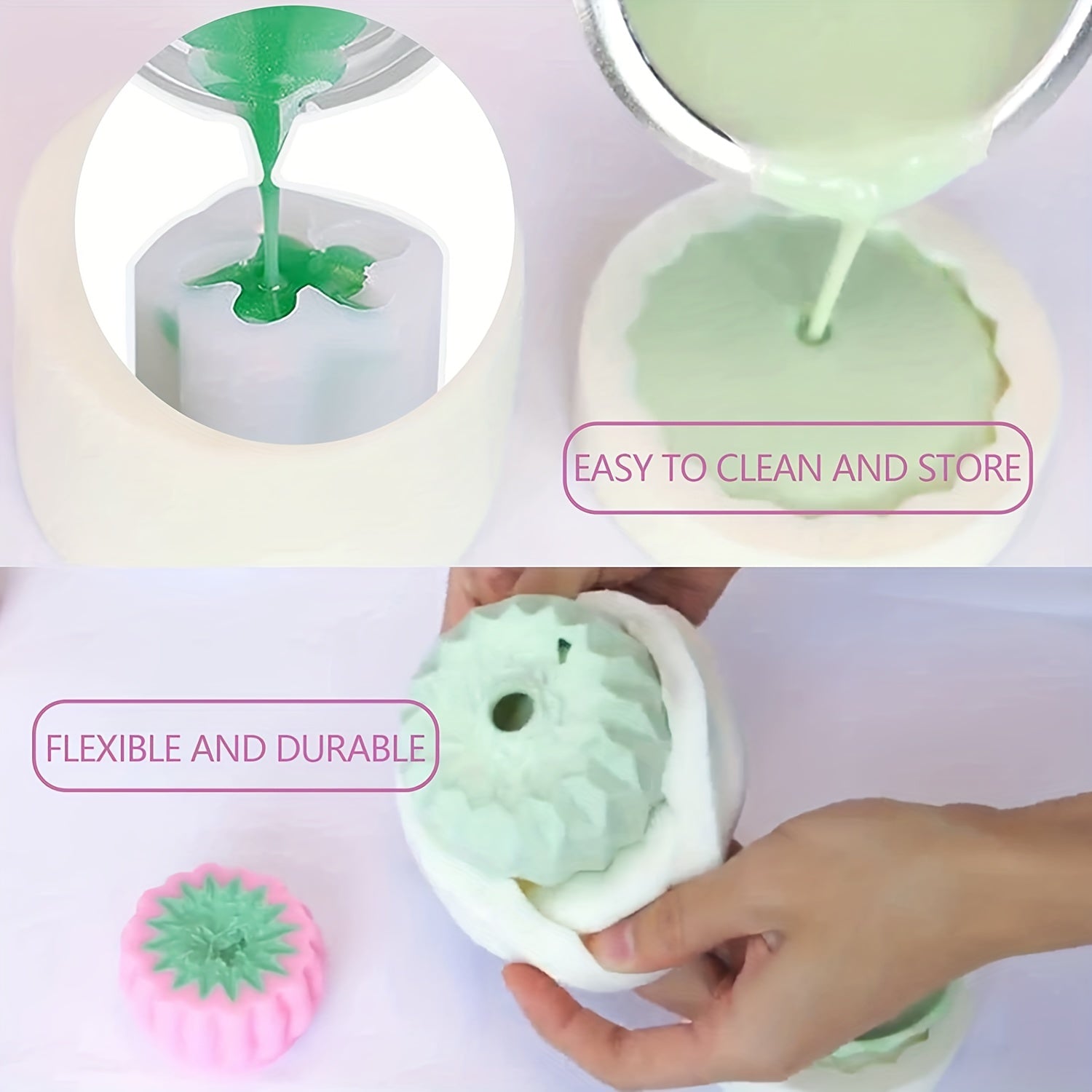 3D Succulent Cacti Candle Mold 9 Pcs
