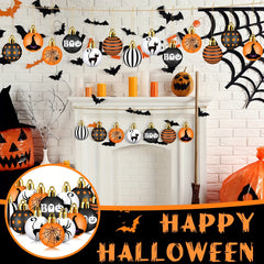 24 Pcs Halloween Ornament Set - Pumpkin Cat Spider Witch Hat Tree Decorations