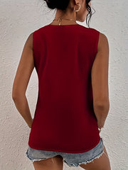 Eyelet Lace V Neck Tank Top for Summer Women