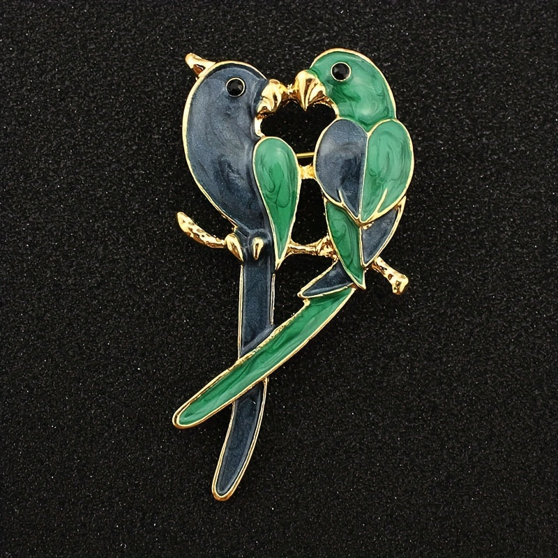 Men's Parrot Painting Oil Brooch Gift For Boyfriend