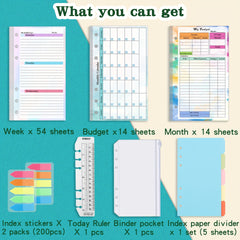 A6 Planner Refill Inserts Double Sided Budgeting Bill Saving & Organization