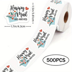 500pcs Happy Mail Has Arrived Thank You Sticker