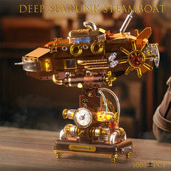 1003pcs Retro Punk Steamship Building Blocks Toys Submarine Model