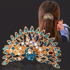 Alloy Peacock Shaped Barrette Glitter Rhinestone Hair Clip Vintage Hair Clip