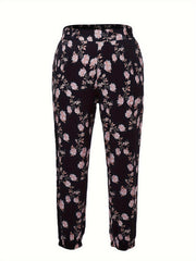 Women's Plus Floral Print High Waist Harem Trousers