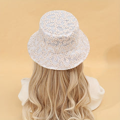 Flower Embroidery Bucket Hat Mesh Breathable Lightweight Sun Hats