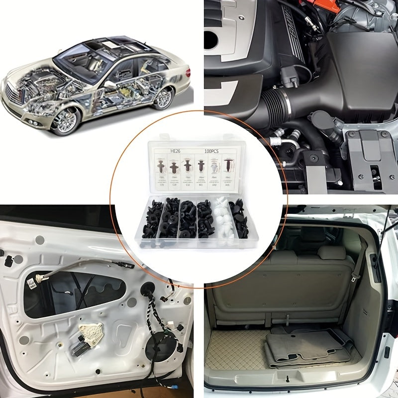 100pcs Nylon Car Interior Bumper Fixer Mudguard Set