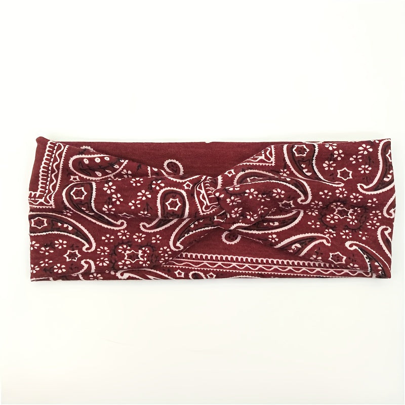 Boho Style Print Headband Yoga Sports Sweatband Turban