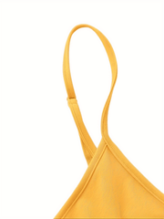  Solid Round Neck A-line Cami Dress