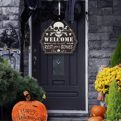 Scary Halloween Wood Grain Decoration Sign