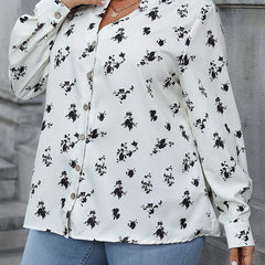  Ditsy Floral Print Lantern Sleeve Blouse