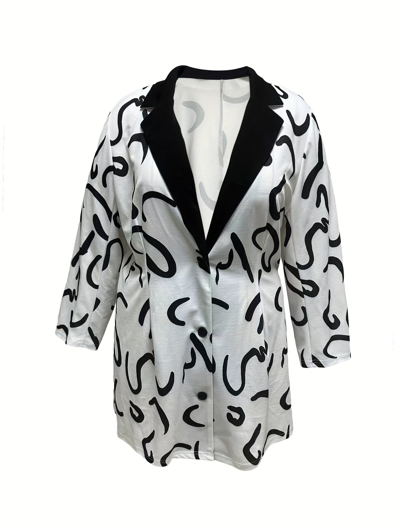  Stripe Print Blazer Abstract Lapel