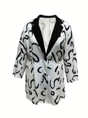  Stripe Print Blazer Abstract Lapel