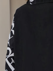  Colorblock Letter Print Blouse