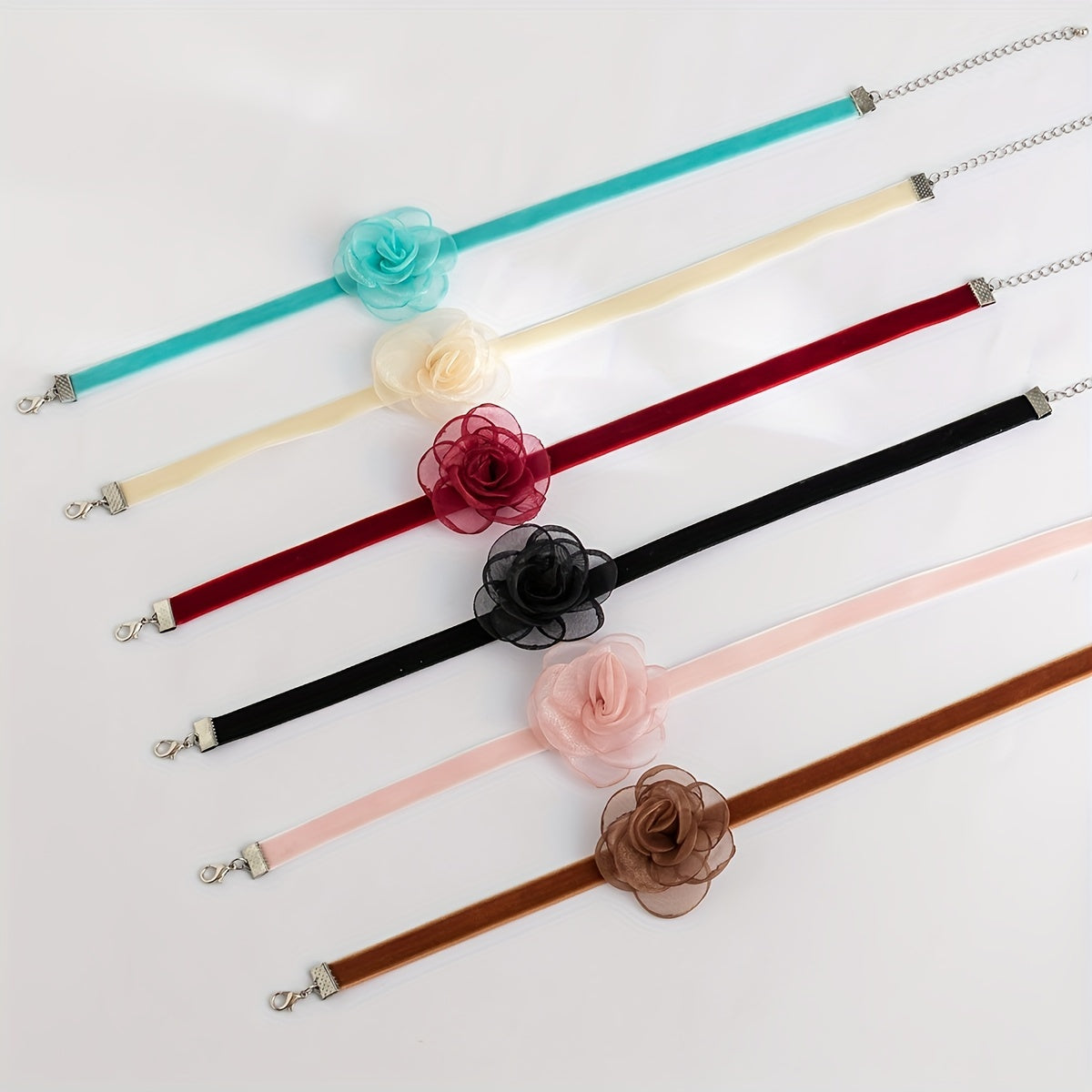 Vintage Flower Charm Choker Necklace Camellia Necklace for Women