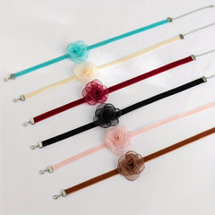 Vintage Flower Charm Choker Necklace Camellia Necklace for Women