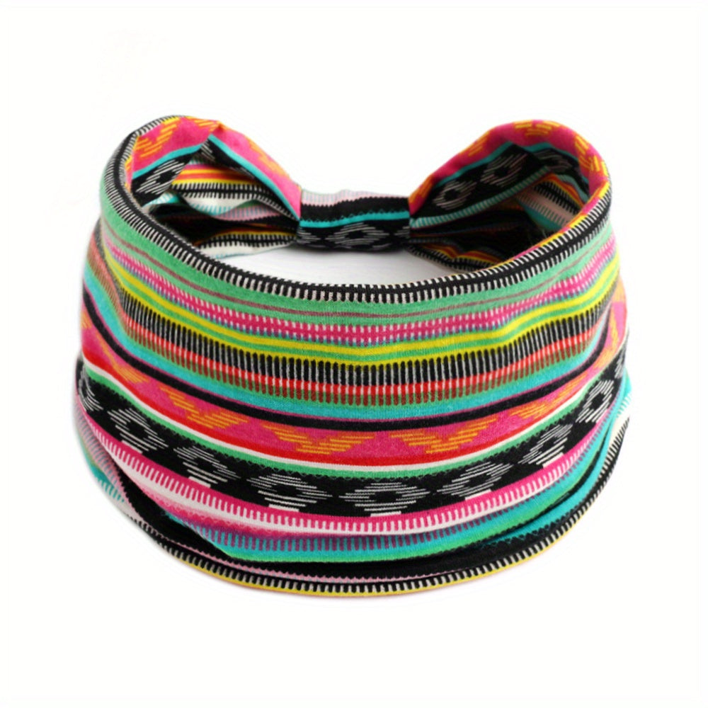 Colorful Bohemian Style Wide Headband for Women