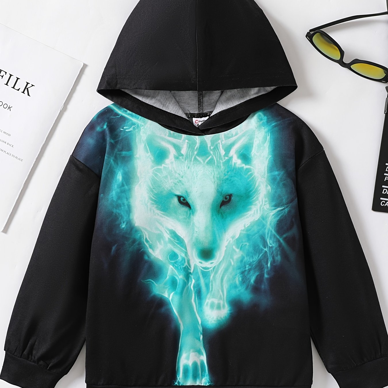 Fox Print Boys Hooded Sweatshirt for Spring Fall